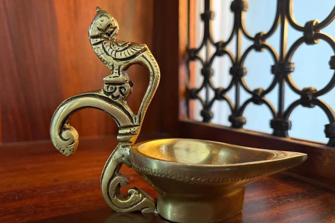 Brass Peacock Diya - 0.55lbs