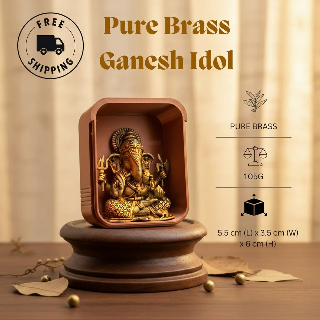 2.5” Dagdusheth Halwai Brass Ganesh Idol - 0.22lbs - FREE SHIPPING!
