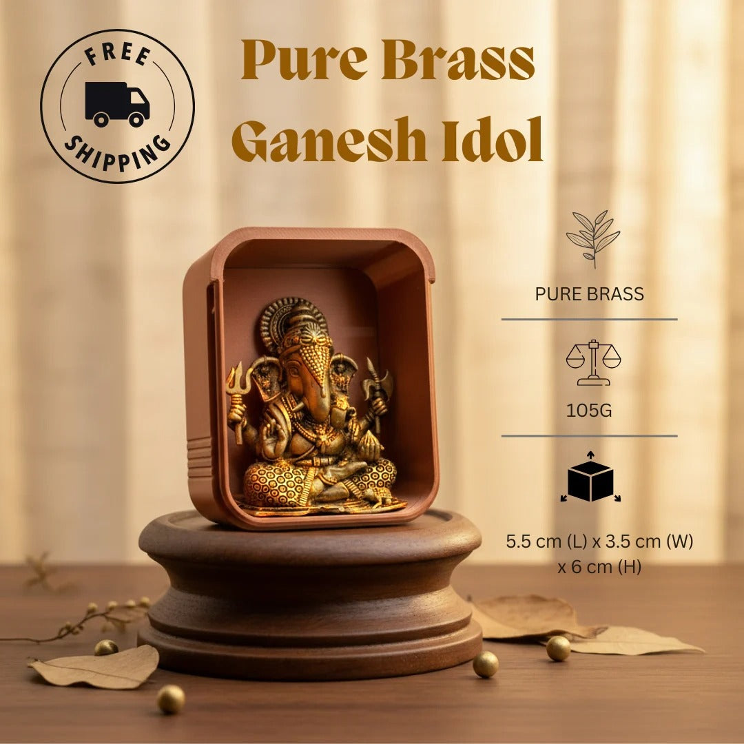 2.5” Dagdusheth Halwai Brass Ganesh Idol - 0.22lbs - FREE SHIPPING!