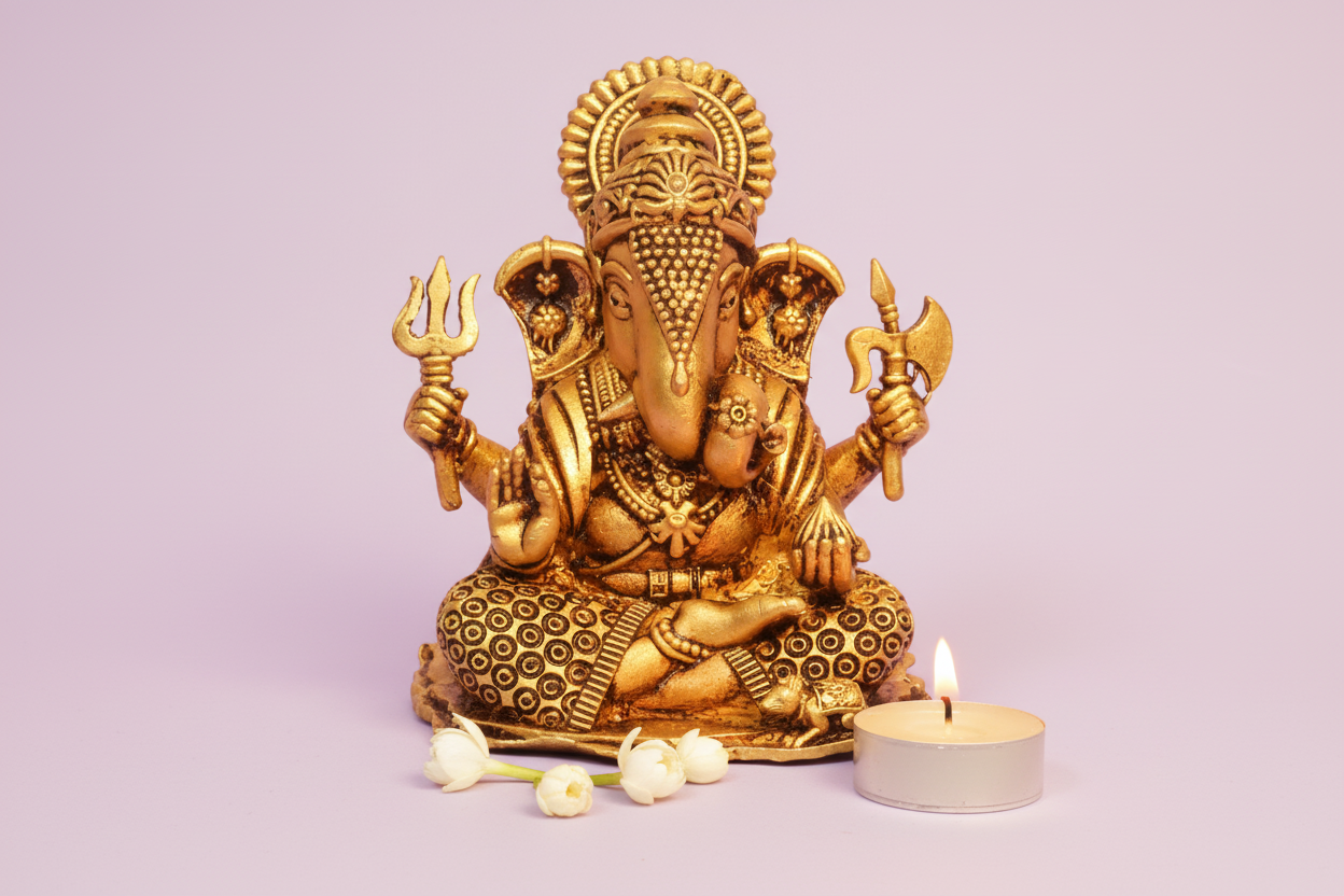 Ganesh Idol on lavender background