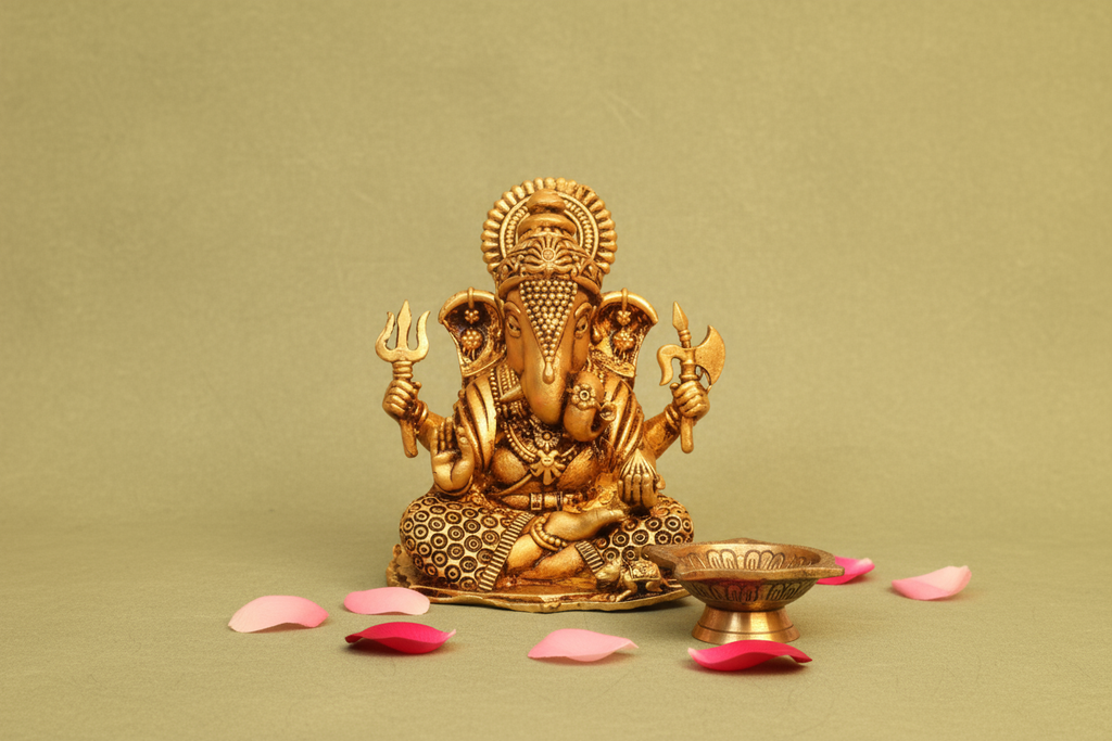 Ganesh Idol on sage green background