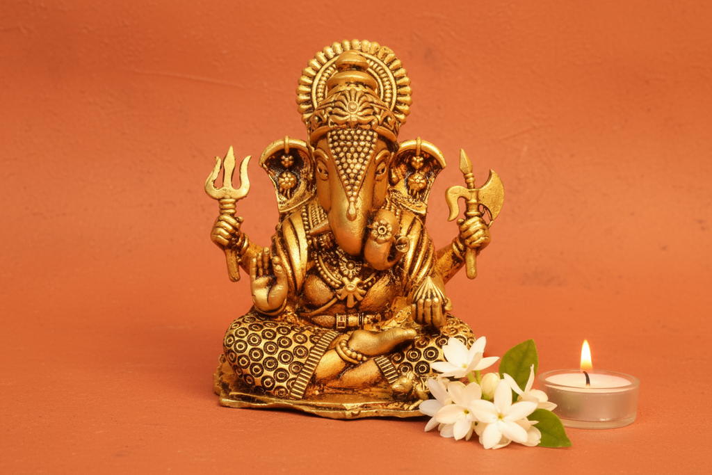 Ganesh Idol on terracotta background