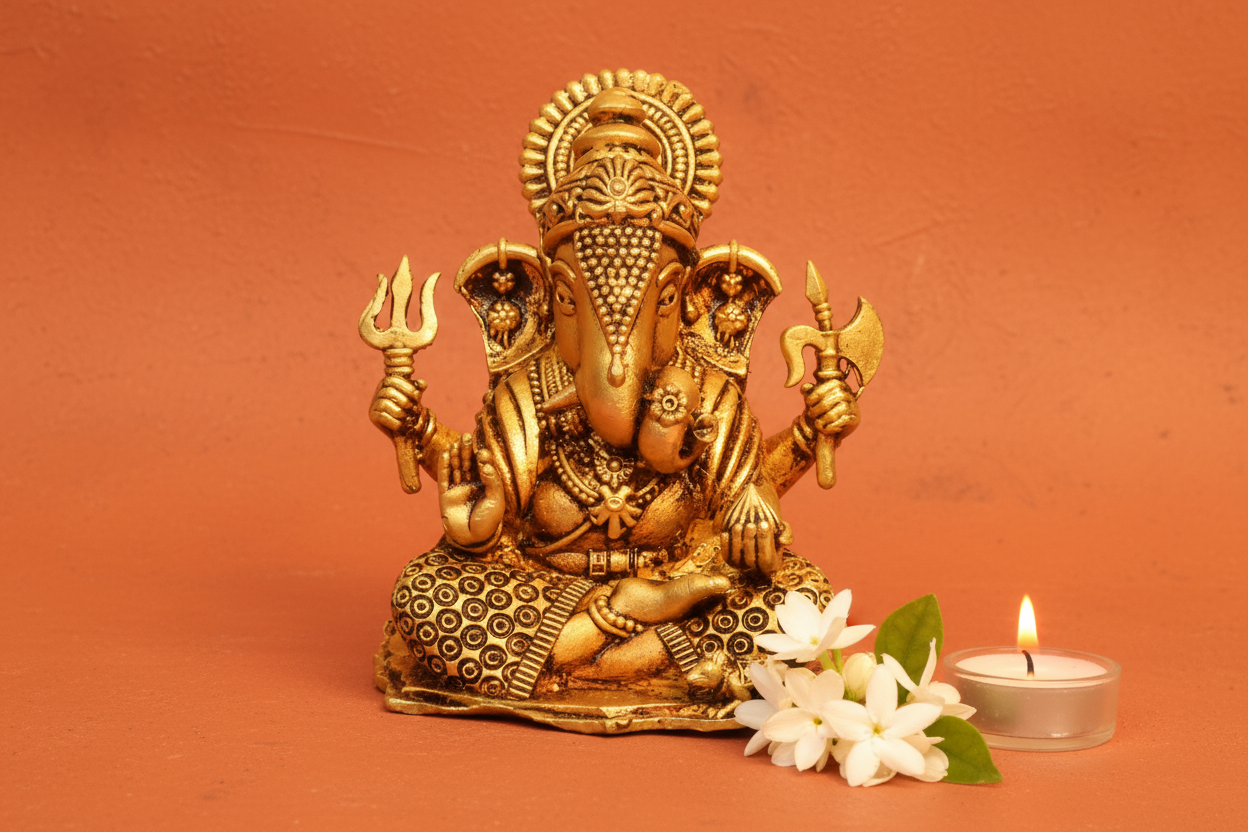 Ganesh Idol on terracotta background